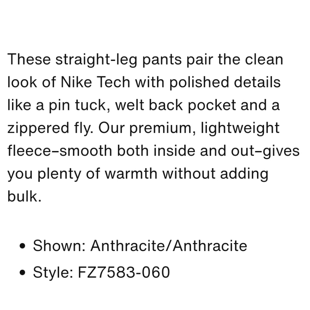 Nike Tech Men's Tailored Fleece Pants XL - Picture 4 of 5